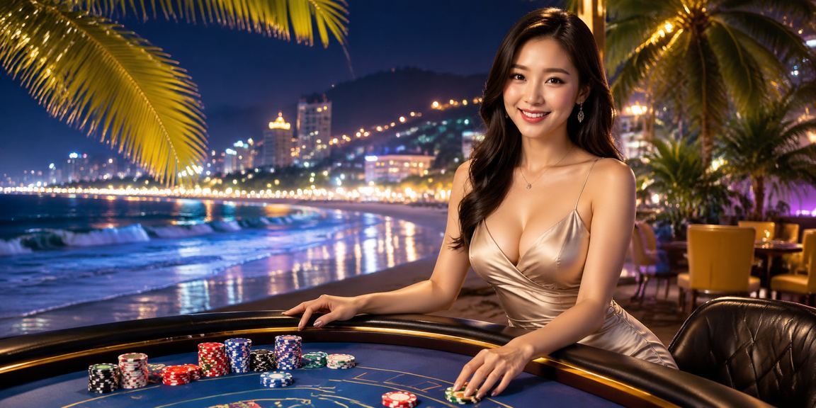 Người dùng Vũng Tàu thư giãn với trò chơi bài trực tuyến bên bờ biển vào buổi chiều